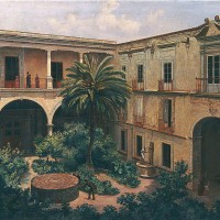 Fig. 10. Patio della Casa de Moneda, allora sede del Museo Nacional, in un quadro di Cleofas Almanza, ca. 1880.
(da Matos Moctezuma, Messico, La scoperta del passato, Milano: Jaca Book 2010).