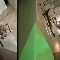 Fig. 4. Museo di Storia Militare (Militärhistorisches Museum der Bundeswehr), Dresda. Progetto architettonico di Daniel Libeskind, allestimento di Holzer Kobler e HG Merz, 2011. Veduta di due spazi espositivi