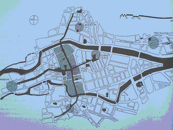 Green Link e Activity Spine. Da: Cork Corporation, Cork Historic Centre Action Plan, Cork, Cork Corporation, 1994.