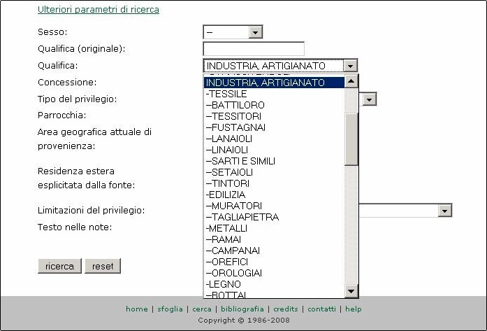 Ricerca filtrando per qualifiche e mestieri.